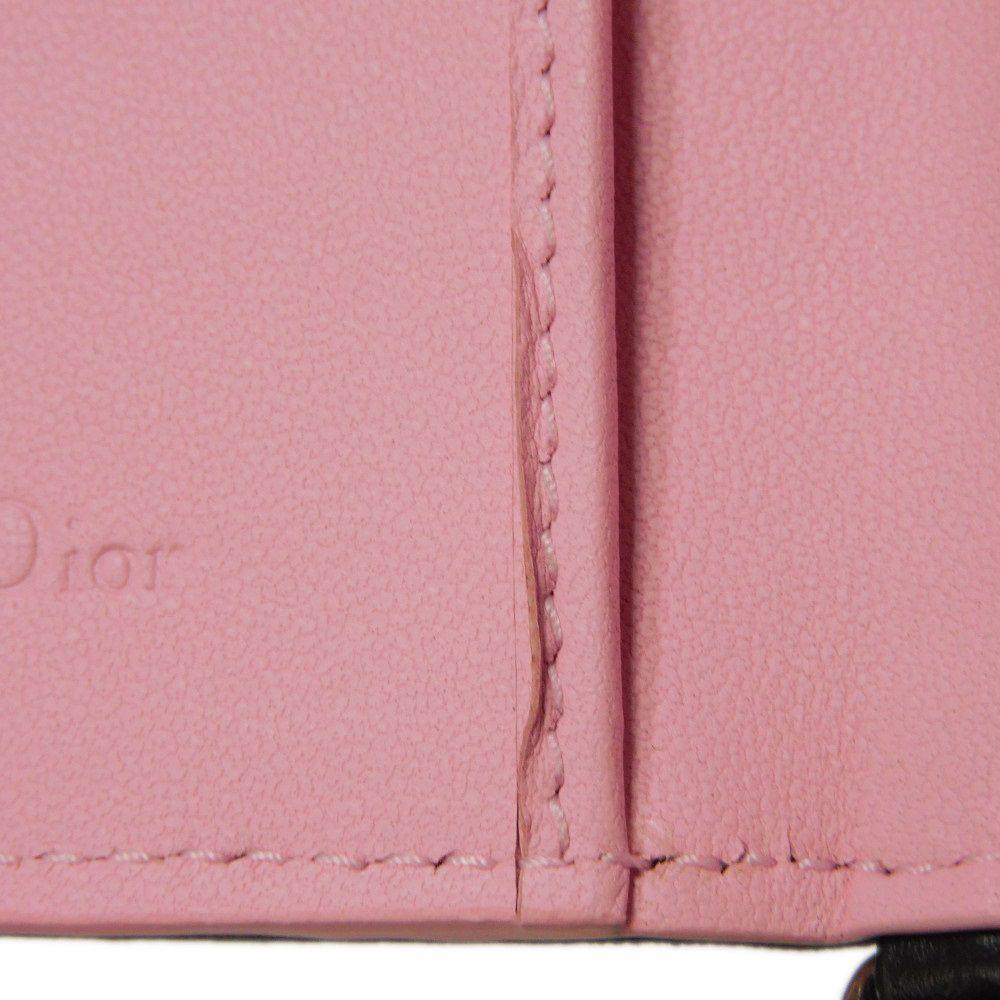 Used Lady Dior Card Holder 10656 S0011PANB 7946 with logo charm, pink two-tone, excellent condition, Cannage Black from