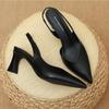 High Heeled Shoes for Women's in The Summer of 2026 Simple Solid Color Back Hollow Shallow Mouth Pointed Toe Thick Heel Sandals