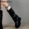 Designer Punk Style Women Trouser Legs Long Boots Fashion Female Thick Bottom Knee High Booties  De Mujer