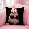 O-Opossum Cushion Cover Pillowcase Short Plush Invisible Zipper Room Sofa Cushion Cover