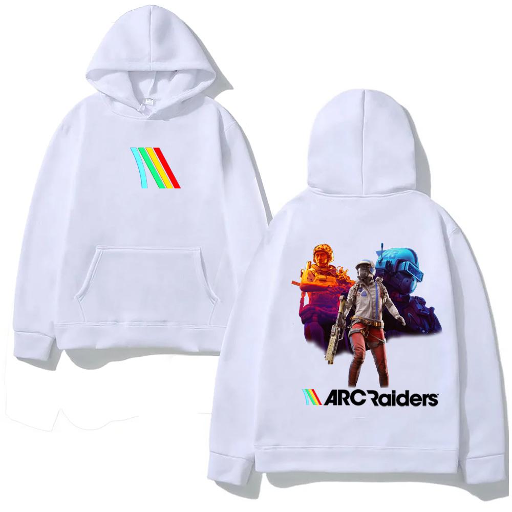 

ARC Raiders Стрілялка Принт ХУДІ Висока Якість Хараджуку для Осені/Зими Молетом з Капюшоном Флісове Зручне Худі S білий