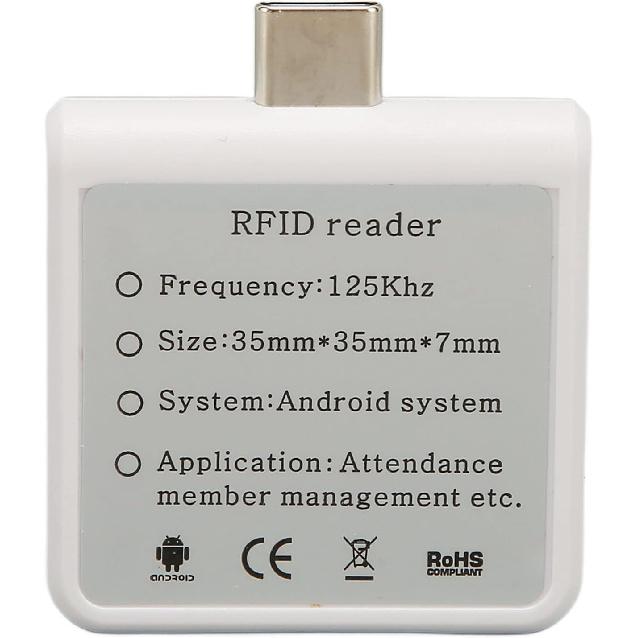 Card Reader, Credit Card Reader Type C Interface ID Mobile Phone Card Reader 125Khz Portable Smart Card Reader (White)