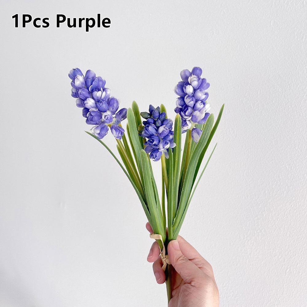 

3Pcs/Bunch Green Plants Artificial Hyacinth Flower Flower Arrangement Accessory Photography Props purple
