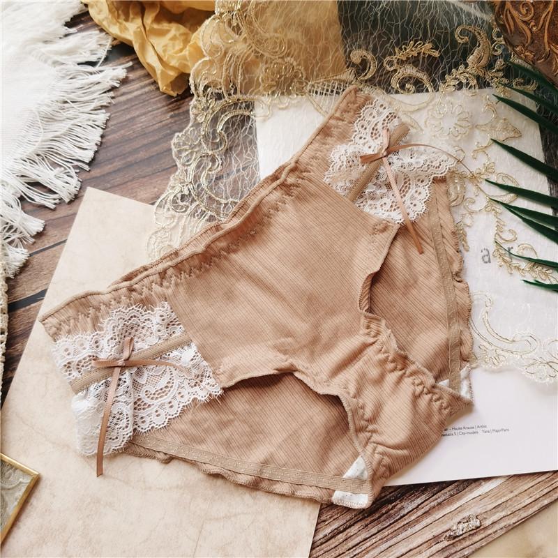 Søtt undertøy truse med tråd blondekant omslag hofte lav midje truser for kvinner