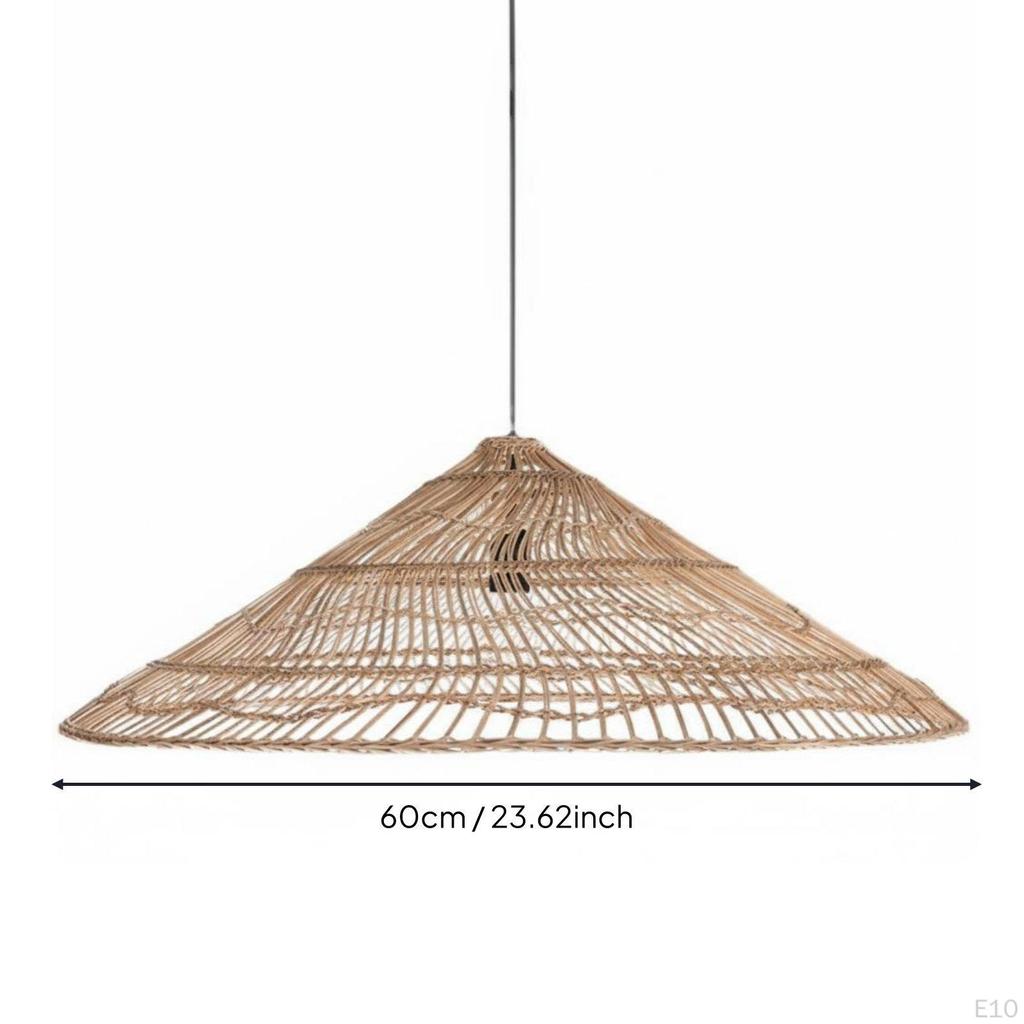 Rattan Pendant Lampshade Retro Design Woven Hanging Light Shade Rustic Elegance Fiber Lamp Cover for