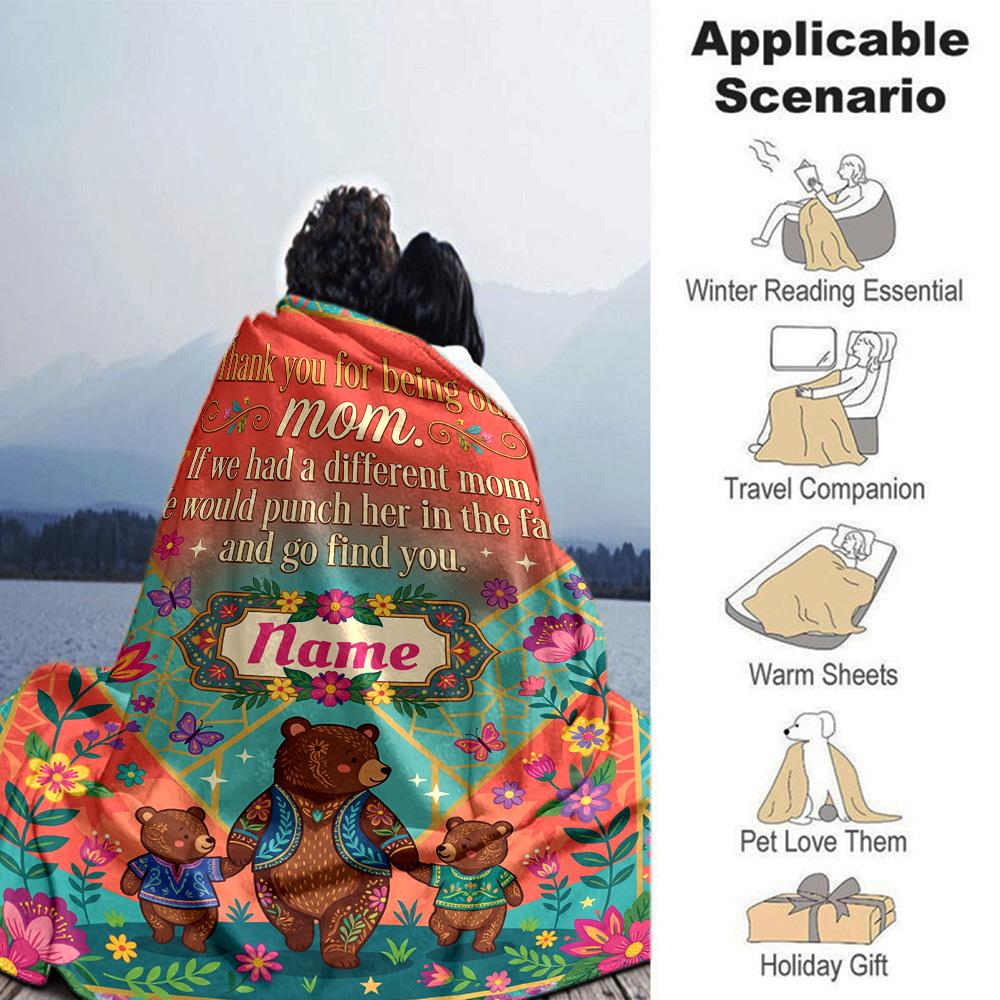 Thank You Mom Appreciation Card Customize Your Name Blanket Soft Warm Cozy Versatile For Sofa Couch Office Bed Picnics Ideal For All Seasons Warmthful