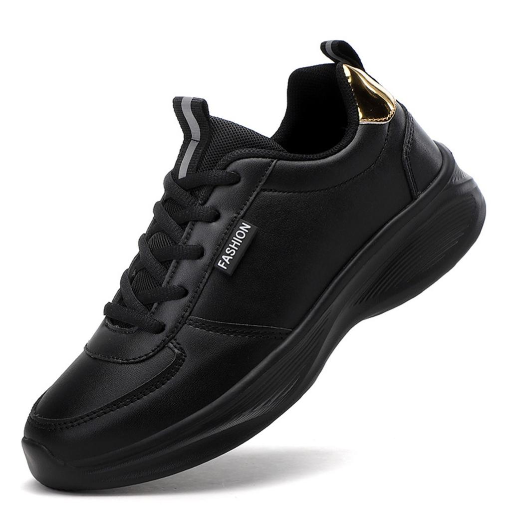 Fashionable and Casual New Leather Waterproof and Anti Slip Thick Soled Letter Sports and Leisure Running Plus Size Women's Shoes