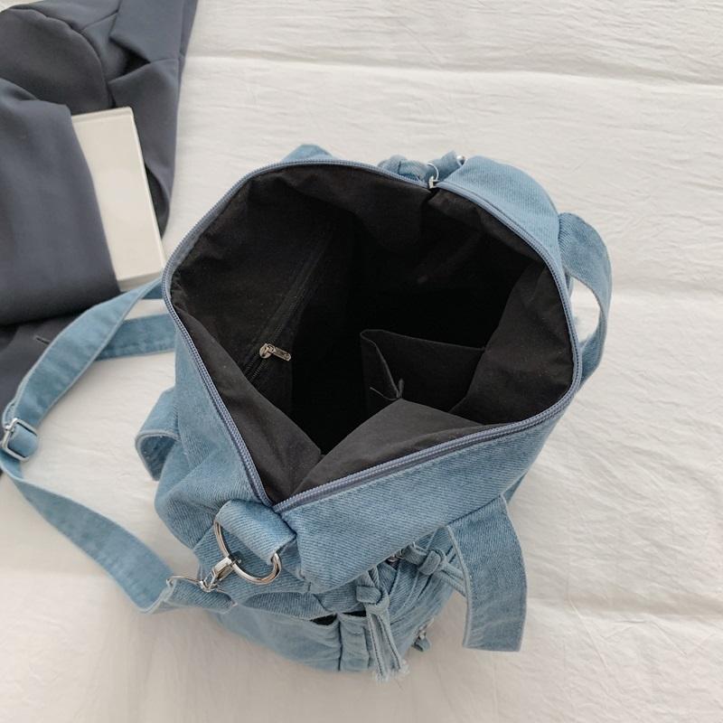 Gewaschene Denim-Umhängetasche mit mehreren Taschen und oberem Griff, verstellbarem Riemen, lässige Tragetasche für den täglichen Gebrauch