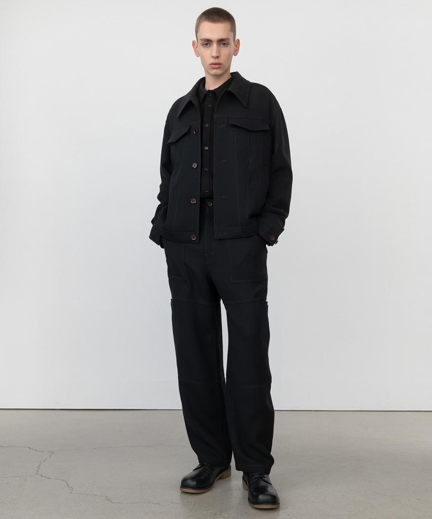 INSILENCE Wool Double Cloth Balloon Fit Pants Black