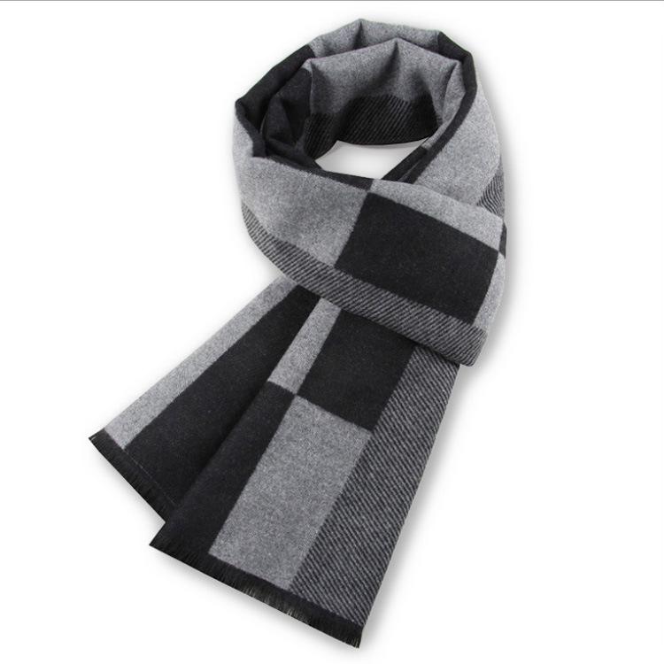 Men's Autumn & Winter Plaid Imitation Cashmere Scarf - Warm & Thick Custom Design