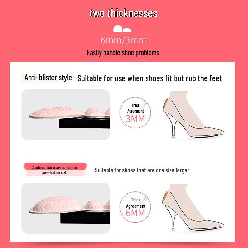 Anti-Blister Heel Sticker & Half Insole for Women - Adjusts Shoe Fit and Prevents Heel Slippage