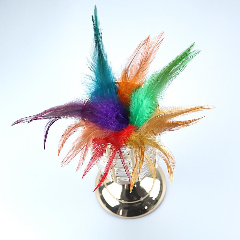 Long Red Pointed Feathers Colored Chicken Feathers Dream Catcher Cat Stick Decorative Accessories Diy Handmade Materials