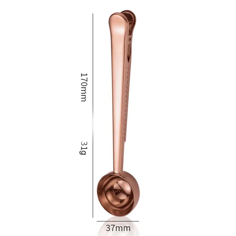 Multifunctional Coffee Scoops with Clip Powder Flour Measuring Tools Stainless Steel Bake Spoons Measure Spoons Food Sealing Clip Reusable Ya1025
