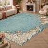French Style Floral Large Living Room Carpets Machine Washable Fluffy Soft Decoration Rug Bedroom Patio Non-slip Floor Mat Home