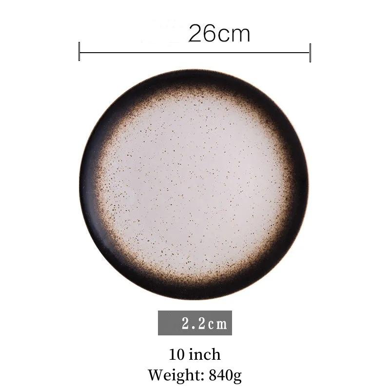 Multifunction Black Ellipse Circle Dinner Plate Under-Glazed Ceramic Dessert Tray Steak Pasta Dish Dinnerware Microwave Safe
