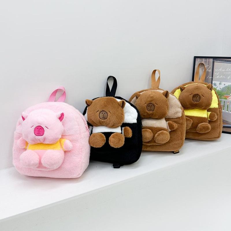 Schoolbag Cartoon Cute Capybara Bag Cute Kapibara Doll Backpack Girl Versatile Plush Storage Backpack