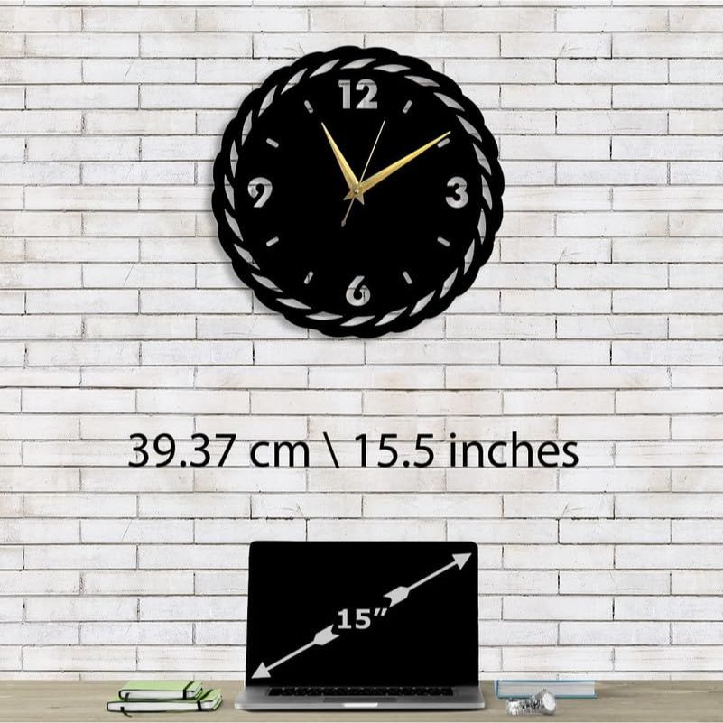 Stylish Metal Wall Clock - Large Size & Home Decor for Living Room, Bedroom & Office - Black