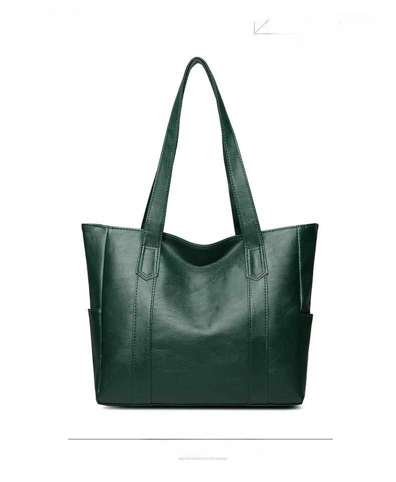 

Big Tote Bag For Women Pu Leather Large Capacity Handbag With Top Zip Closure For Daily Use DarkGreen