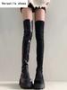Stretch štíhlé ženy nad kolena vysoké kozačky móda boty z měkké kůže podzim zima tlustý podpatek dámy rytíř dlouhé kozačky