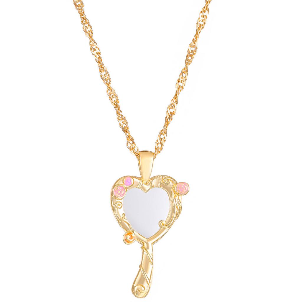 Magic Mirror Necklace for Women Girls Fashion Wedding Party Jewelry Accessories Gold Silver Plated Princess Necklaces