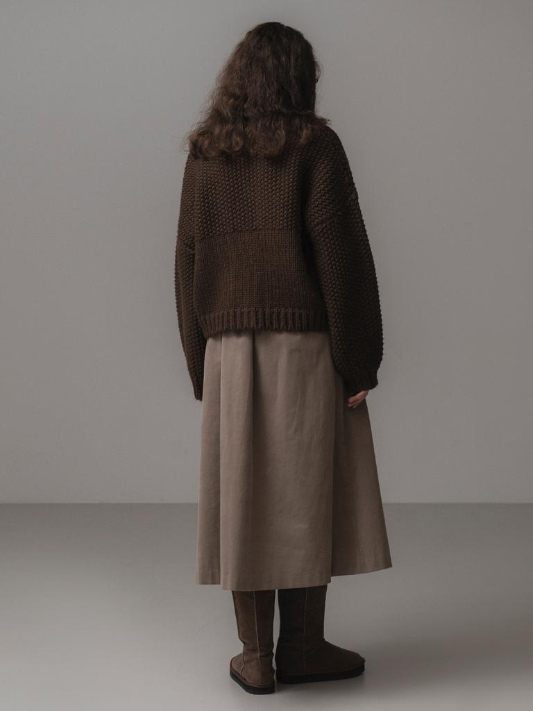 Themitten Woolly Duffle Cardigan (Brown)