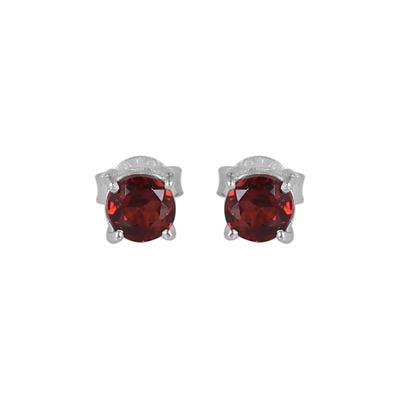 Facettierter Roter Granat Silber Stecker Ohrring 925 Sterling Silber Handgefertigter Schmuck Geschenk für Sie