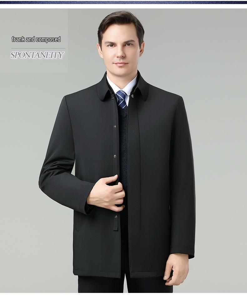 Men's Winter Down Jacket: Removable Liner, Warm Lapel Coat, White Duck Down, Middle-Aged Business Style