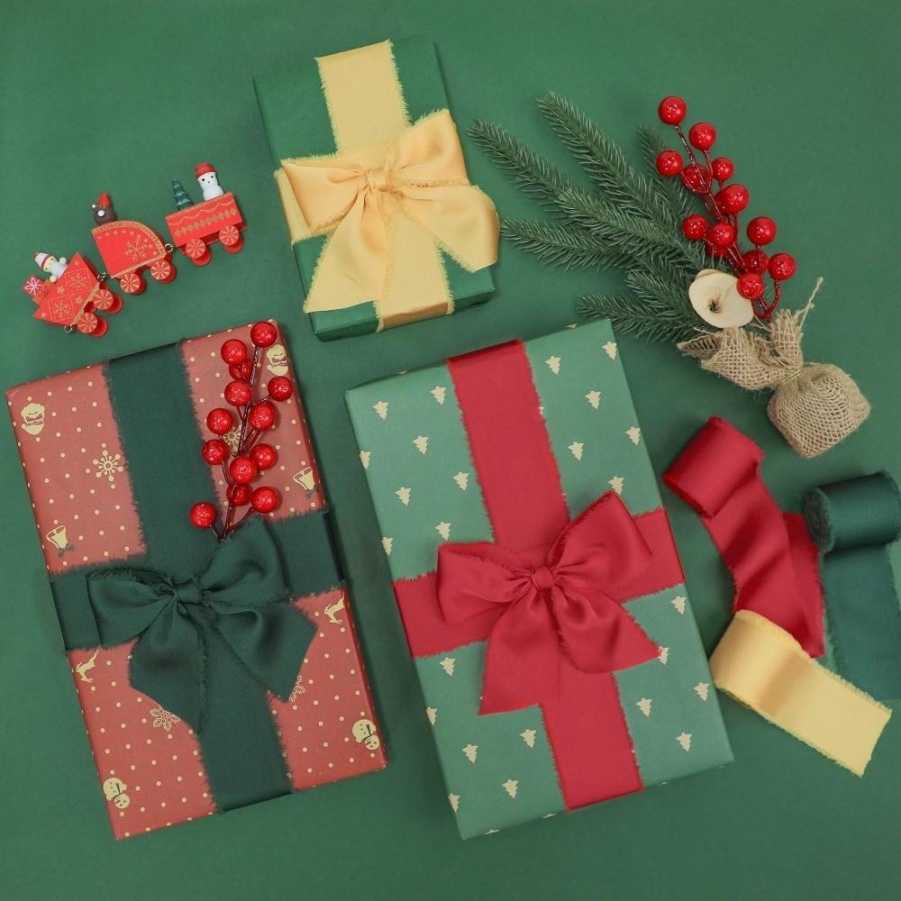 1 Roll 1.6in X 5Yd Solid Satin Ribbons Frayed Ribbons for Crafts Silk Ribbons  for Wedding Decor