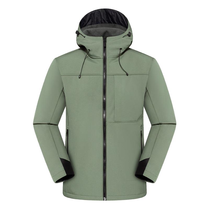 Unisex Fleece-Lined Windproof Waterproof Softshell Hooded Jacket for Outdoor Camp & Hike