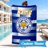 Custom Name Beach Towel Leicester Football Club Microfiber Beach Towel, Lightweight for Summer Travel, Swimming Pool Fan Birthday Gift