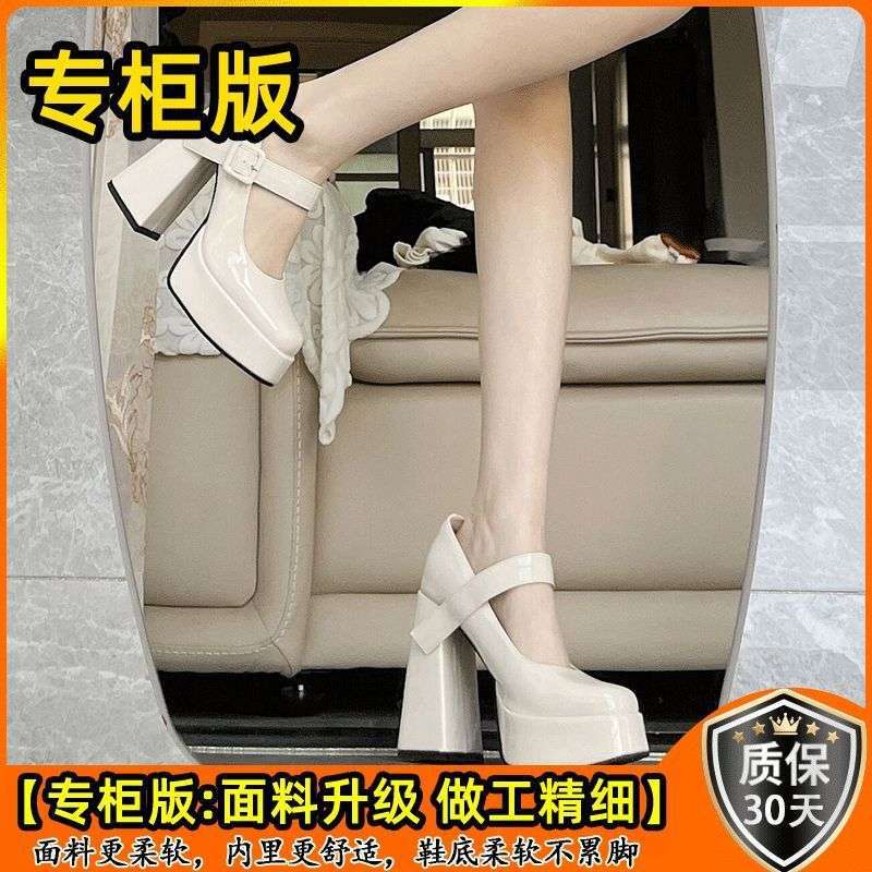 American high heels new design sense niche French small hate sky high Mary Jane shoes women's black jk shoes