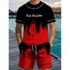 Summer Men's Casual Fashionable 3D Digital Printed Round Neck Short Sleeved Shorts Set Loose Oversized Breathable Comfortable Sports Wear