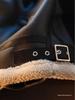 Men's Lambswool-Lined Leather Jacket with Fur Collar - Autumn/Winter Motorcycle Style