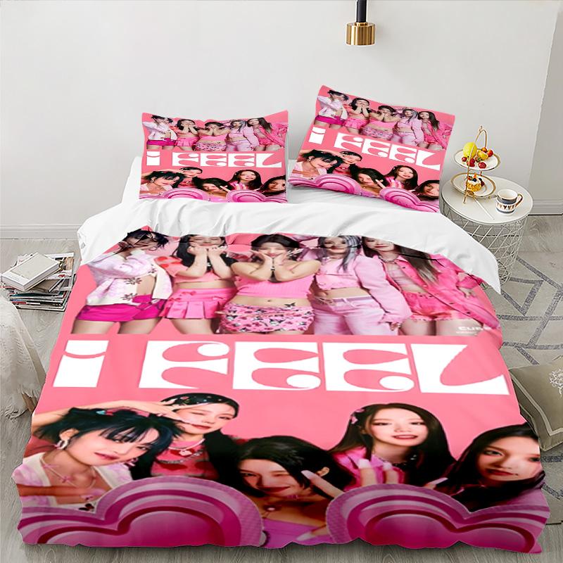 Kpop idle Bedding Set 3pcs, High Quality Bedding Set Including 1pc Duvet Cover And 2pcs Pillowcases for Bedroom, Dormitory Gift