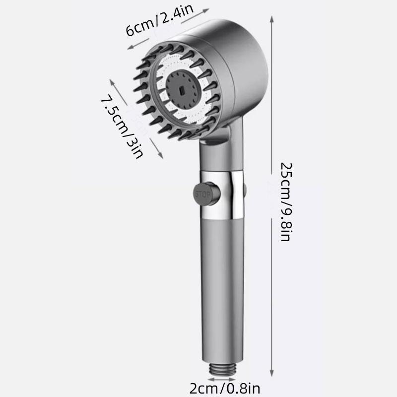 High-pressure Shower Head Adjustable 3-mode Spray with Massage Brush Filter Rain Showerheads Bathroom Shower Faucet Accessories