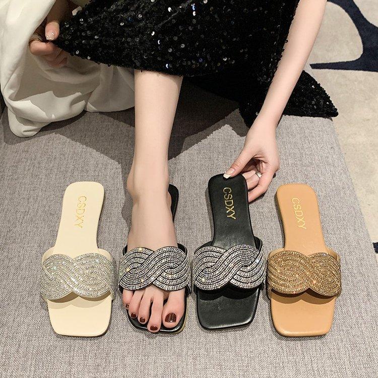 Fashion Shoes Women Slippers Flat Slides Jelly Flip Flops Pantofle Fashion Soft Glitter 2025 Luxury Crystal Flat Shoes Female Woman's S