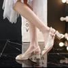 Women Mid-heel 5.5CM New Summer French Style Back Empty Female Thick Heel Square Toe Mary Jane Shoes