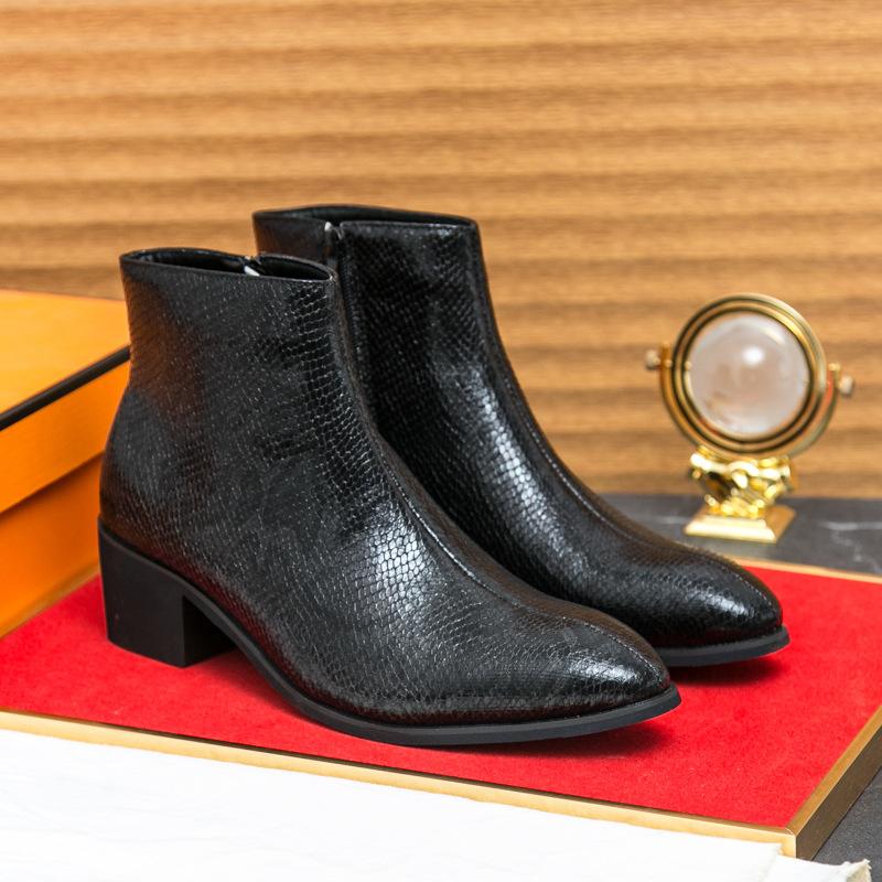 

Foreign trade large size Martin boots men s fashion British Chelsea leather boots business retro zipper locomotive short boots men 38 чёрный