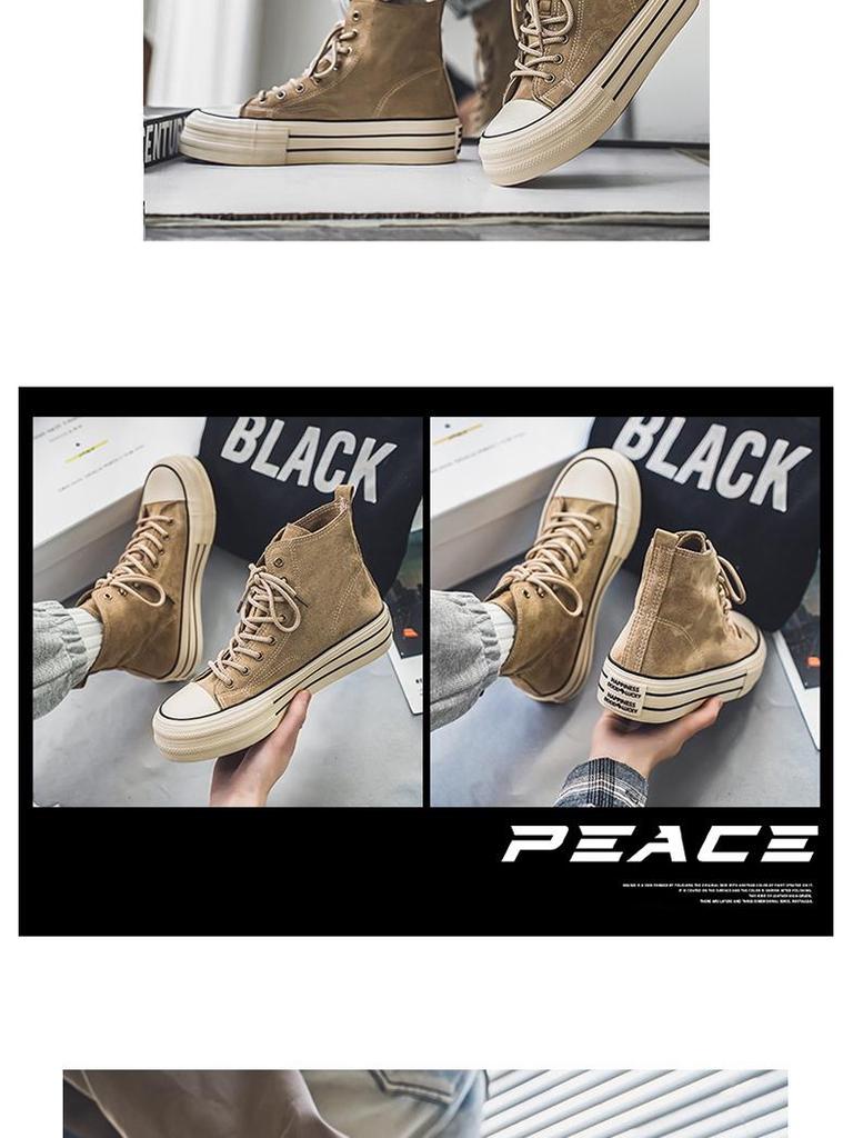 Unisex High-Top Canvas Shoes: Two-Way Styling, Thick-Soled, Basic Design for Men & Women