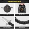 Oyviny 7 Pin Round To 7 Pin RV Trailer Adapter With Mounting Bracket, 7 Pole Round To 7 RV Blade Adapter 14 Inches Length