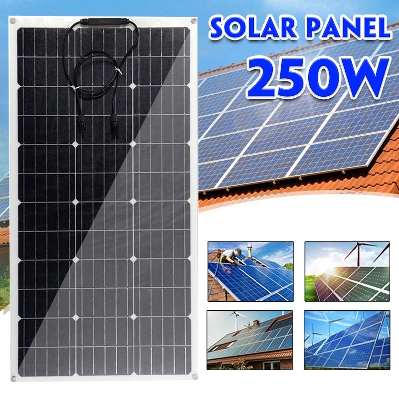 18V Monokrystaliczny Panel Solarny 250W Elastyczny Zestaw Paneli Solarnych Kompletny Panel Ładowarka Solarna Złącze DIY Bateria Do Domu Kempingu