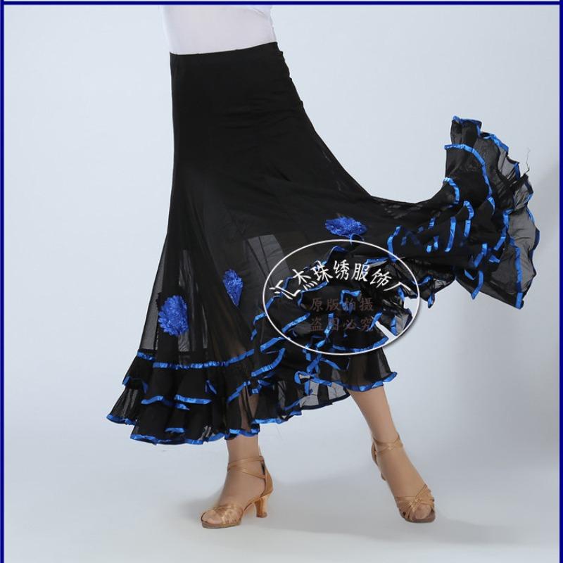 New national ballroom dance skirt, modern practice skirt, waltz ballroom dance skirt, new swinging long skirt, performance dress, skirt