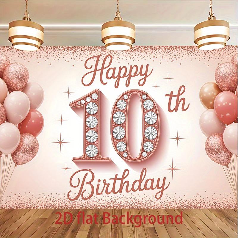 1pc Christmas & Birthday 10th Glitter Balloon Party Banner Polyester