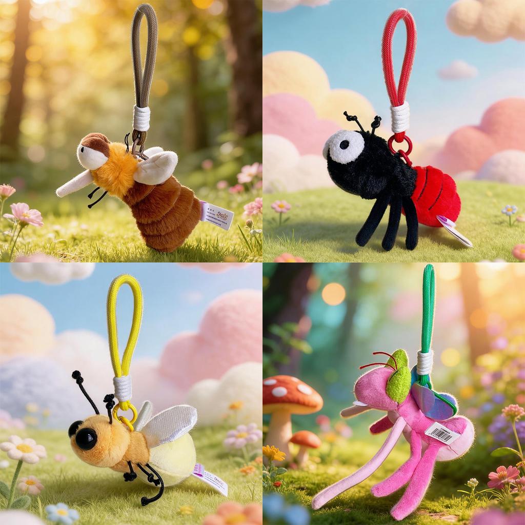 Creative Insect Plush Toy Keychain With Short Plush Material For Kids And Collectors