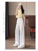 Petite Plus Size Winter White Floral Embroidered Wide Leg Jeans