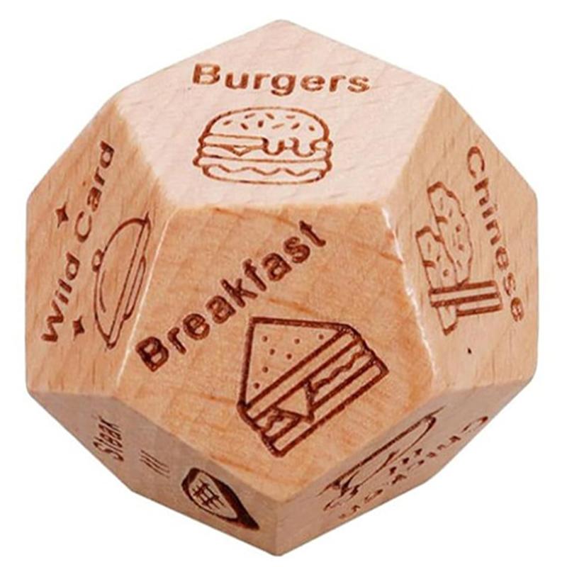 Date Night Dice,Food Decision Dice,Date Night Wooden Dice Game For Couples, Wood Reusable Couple Dice,Funny Anniversary Date