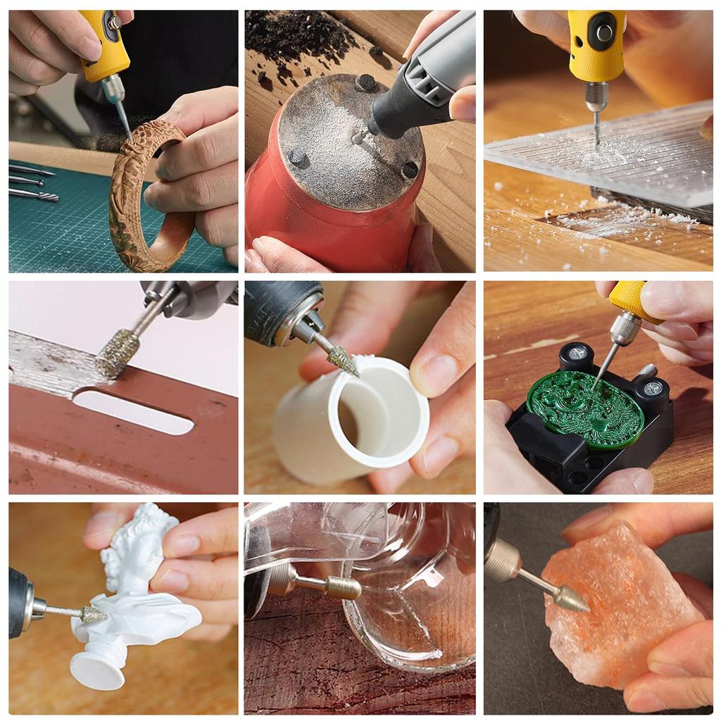 Diamentowy wiertło szlifierskie igłowe wiertła do naprawy jadeitu różne zestawy średnic trzpienia 3 mm, punktowe, odnowione, rzeźbiarskie, grawerskie,