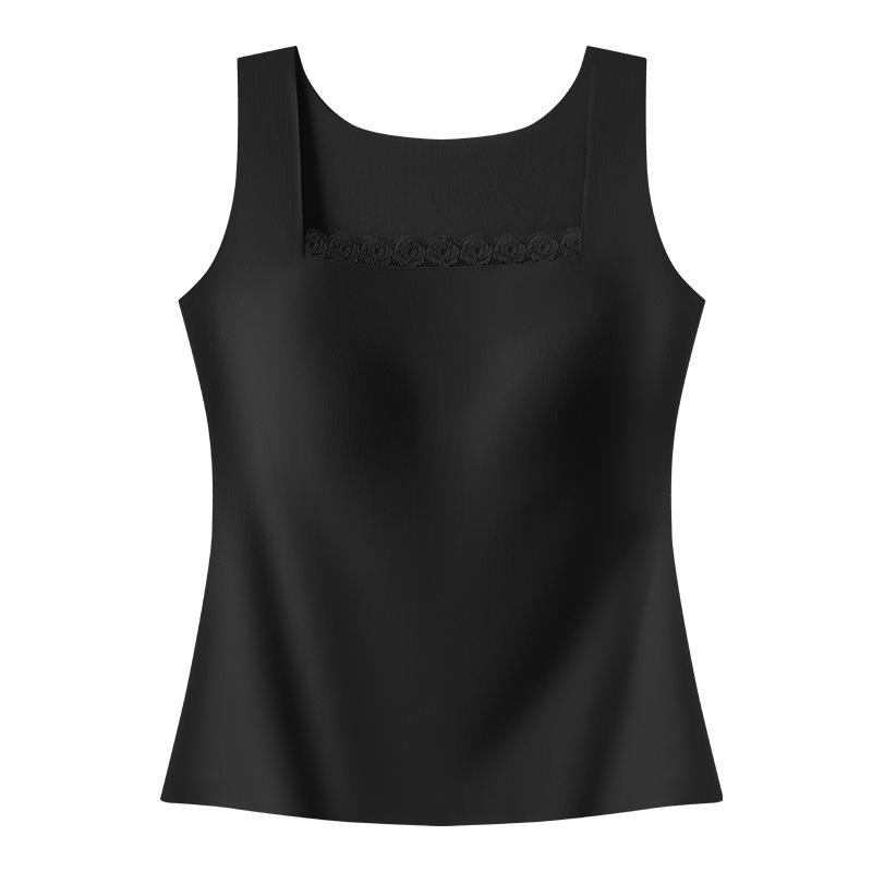 

Polished lace beautiful back square neck vest with wide shoulder straps inside to gather the upper support liquid foundation invisible and seamless M чёрный