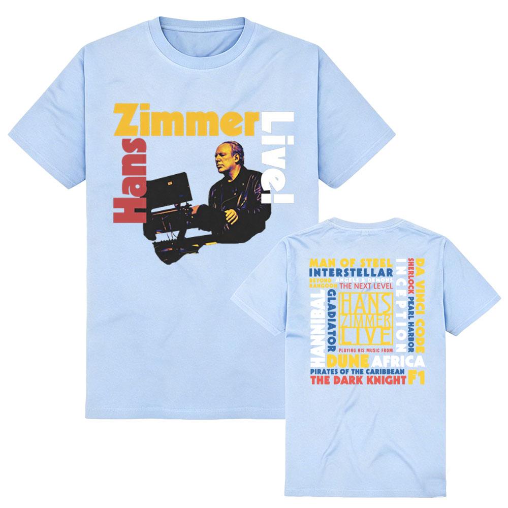 Hans Zimmer Vintage Tour Grafické Tričko 90s Retro & Farebné Bloky Okrúhly Výstrih Tričko Pohodlné Bavlnené Tričko Krátky Rukáv Unisex Tričko Top