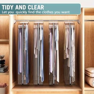 Sturdy Plastic Garment Bags with Zipper, Hanging Closet Storage for Coats,Jackets,Shirts,Wardrobe Protectors Hanging Organizer